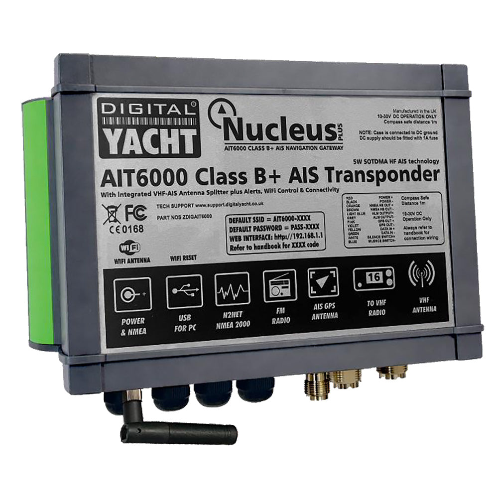 Digital Yacht AIT6000 Class B+ AIS Transponder - Satellite-Enabled Marine AIS Receiver with NMEA 2000 Gateway and Collision Alarms