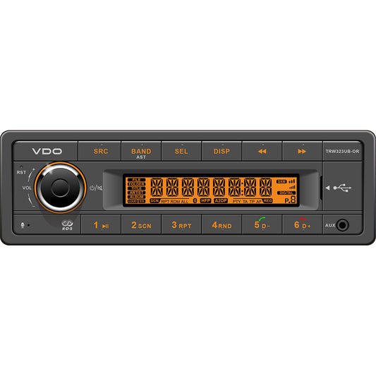 VDO 24V Radio with FM RDS Tuner, MP3/WMA/USB/Bluetooth - Orange Illumination