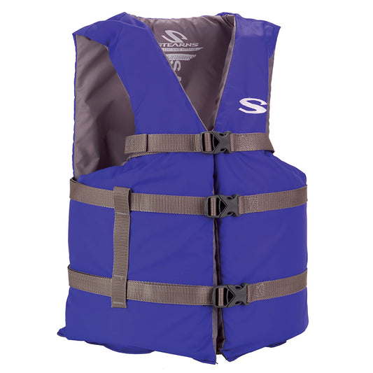 Stearns Adult Life Vest USCG Approved Type III PFD – Blue Oversized Fit