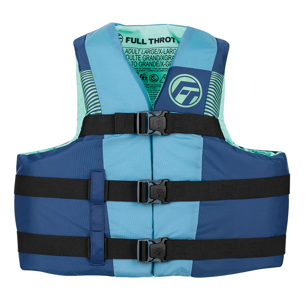 Full Throttle Adult Nylon Life Jacket L/XL - Blue for Water Sports and Safety