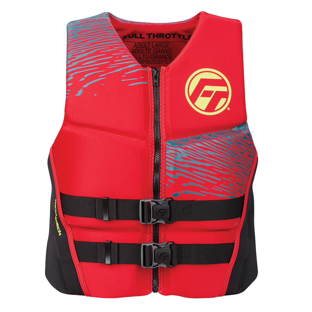 Full Throttle Men's Rapid-Dry Flex-Back Life Jacket - Large, Red/Black