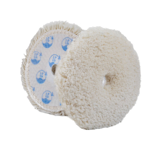 Lake Country Marine Wool Cutting Flat Pad - White - 6 in x 1 in for Heavy Correction Tasks