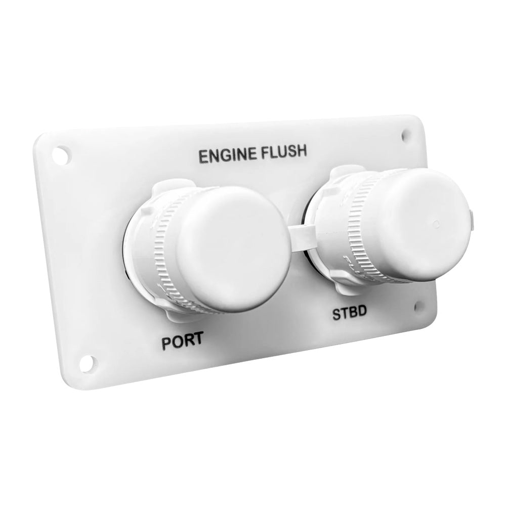 Flushmaster Dual Outlet Flush Port Reroute Plate with 1/2 Inch Barb - White Acrylic Horizontal Design