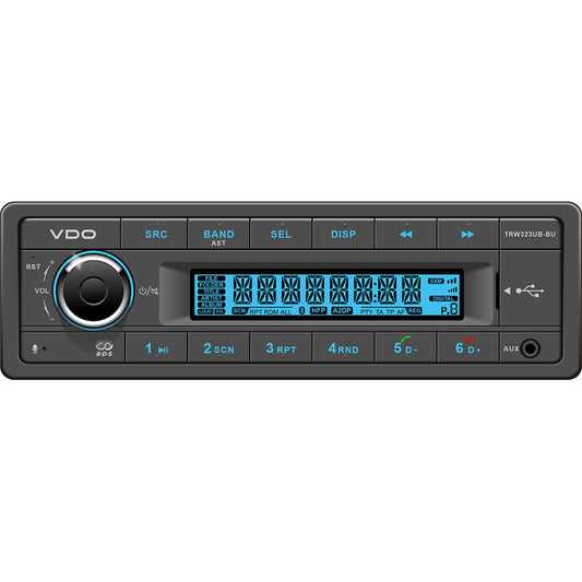 VDO TRW323UB-BU 24V Bluetooth Radio with FM RDS, MP3/WMA, USB and Blue Illumination