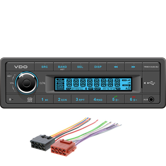 VDO TRW312UB-BUK 12V Bluetooth Radio with FM RDS, MP3, USB and Blue Illumination