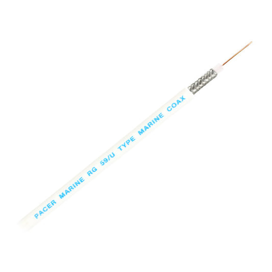 Pacer RG59UW Coax Cable - 200 Feet, White - Ideal for Video and RF Signal Transmission