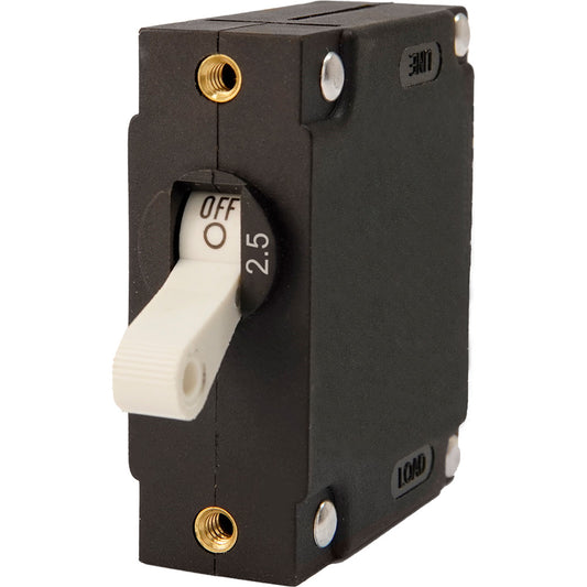 Egis Mobile Electric A Series White Toggle Panel Mount Circuit Breaker - 2.5 Amp Single Pole