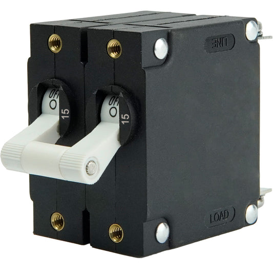 Egis Mobile Electric A Series White Toggle Panel Mount Circuit Breaker - Dual Pole 15A