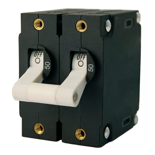 Egis A Series White Dual Pole 50A Toggle Panel Mount Circuit Breaker