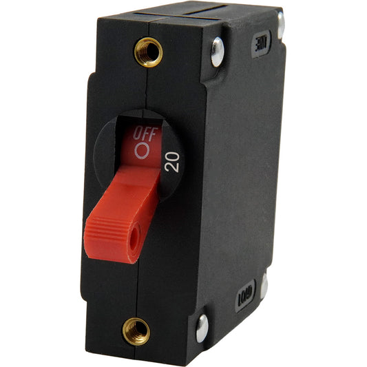 Egis Mobile Electric A Series Red Toggle Panel Mount Circuit Breaker - 20A Single Pole