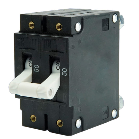 Egis Mobile Electric C Series White Toggle Panel Mount Circuit Breaker - Double Pole 50A