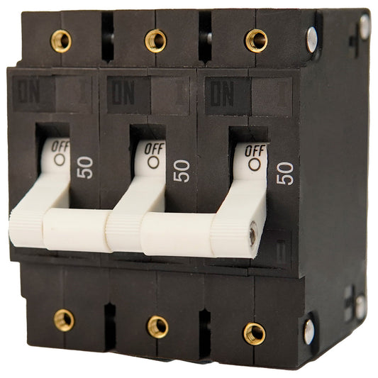 Egis Mobile Electric C Series White Toggle Panel Mount Circuit Breaker - Triple Pole 50A