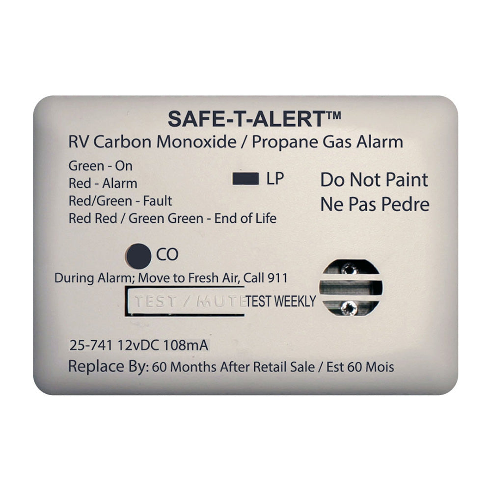 Safe-T-Alert 25 Series Surface Mount Dual Carbon Monoxide and Propane Alarm - 12V Hardwire, White