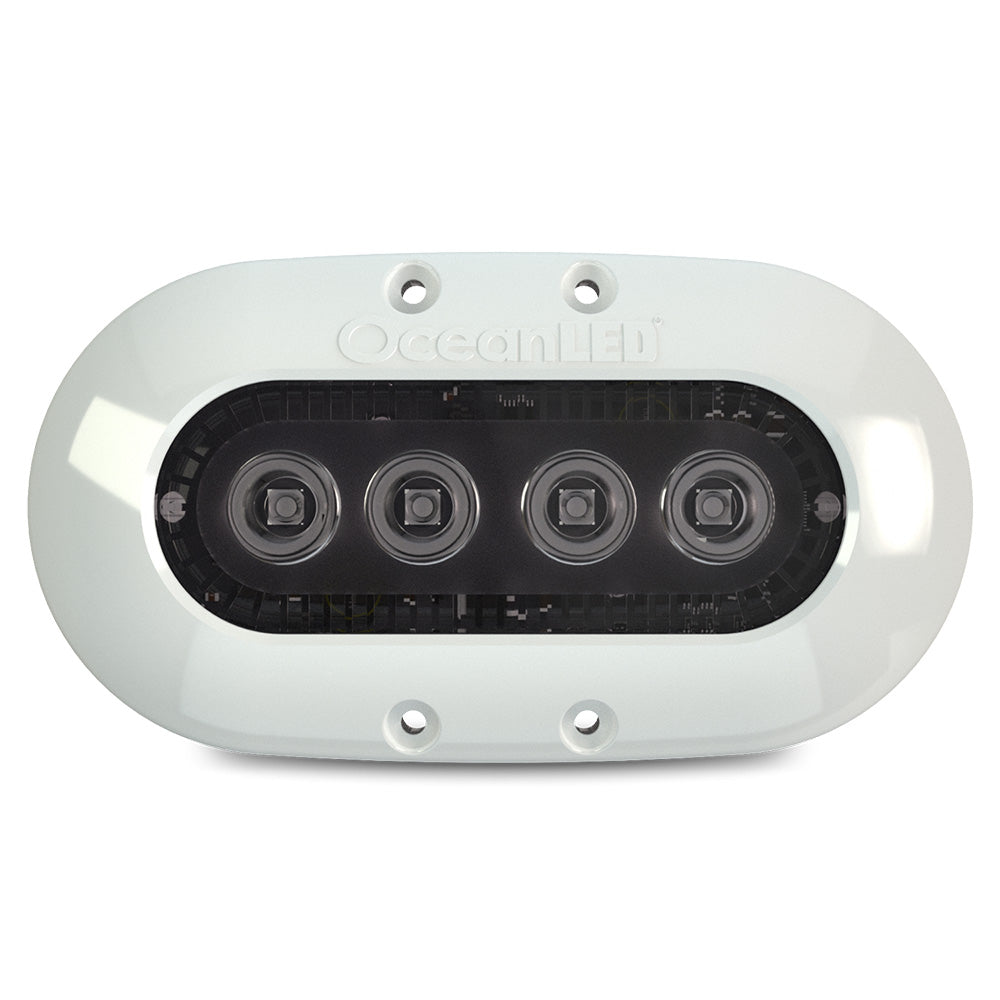 OceanLED X4 Series Underwater Lighting with White Bezel – Compact Marine LED Light for Small Boats