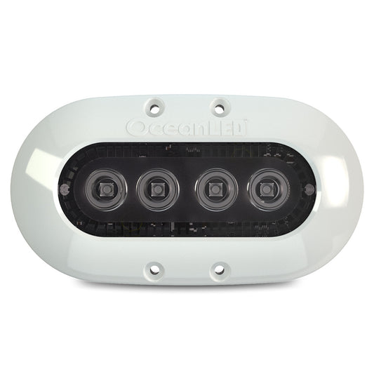 OceanLED X4 Series Underwater Lighting with White Bezel – Compact Marine LED Light for Small Boats