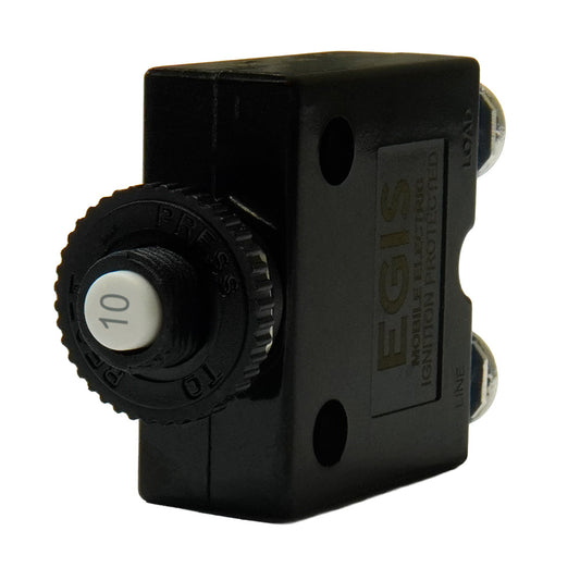 Egis Mobile Electric 10A Push Button Panel Mount Circuit Breaker with Screw Terminals