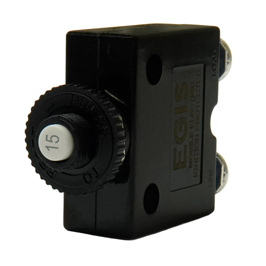 Egis Mobile Electric 15A Push Button Panel Mount Circuit Breaker with Screw Terminals
