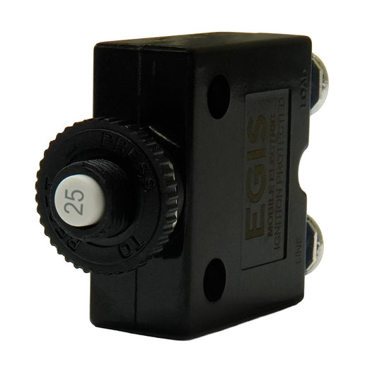 Egis Mobile Electric 25A Push Button Panel Mount Circuit Breaker with Screw Terminals