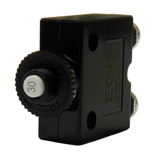 Egis Mobile Electric 30A Push Button Panel Mount Circuit Breaker with Screw Terminals