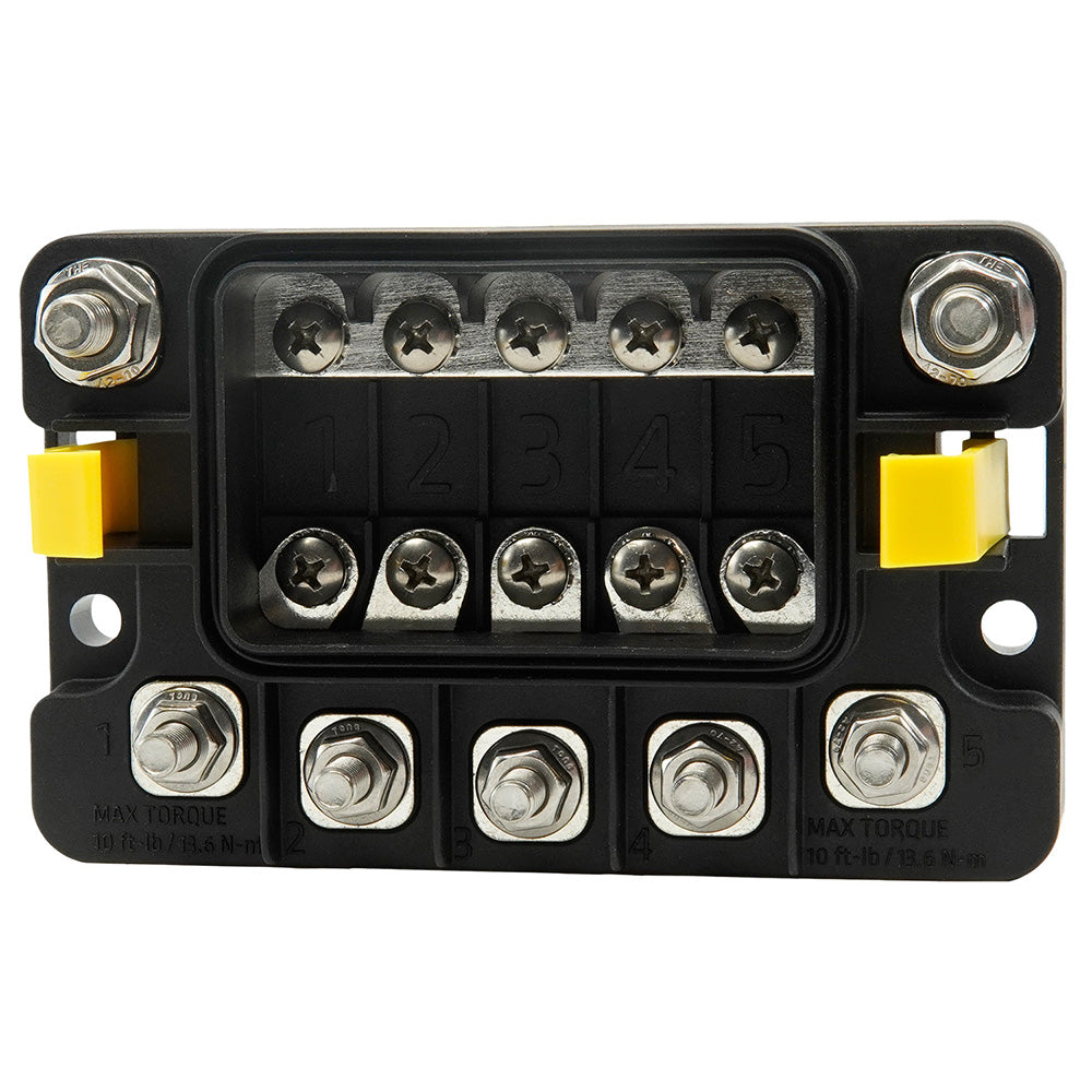 Egis Mobile Electric MIDI 5 Circuit Fuse Block with Sealed Cover - M8 Inputs and M6 Outputs