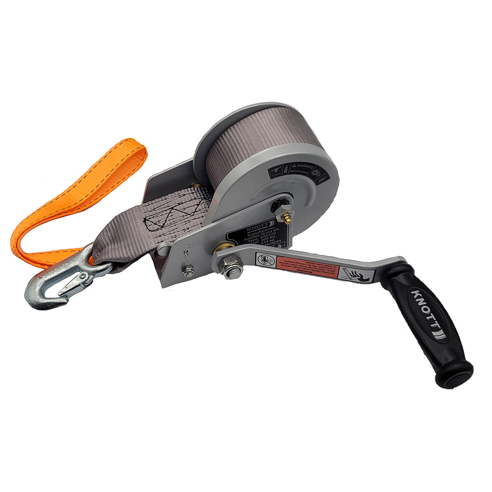 Load Rite Single-Speed Trailer Winch - 900 lbs Capacity with 12 ft Strap and 7-Inch Handle