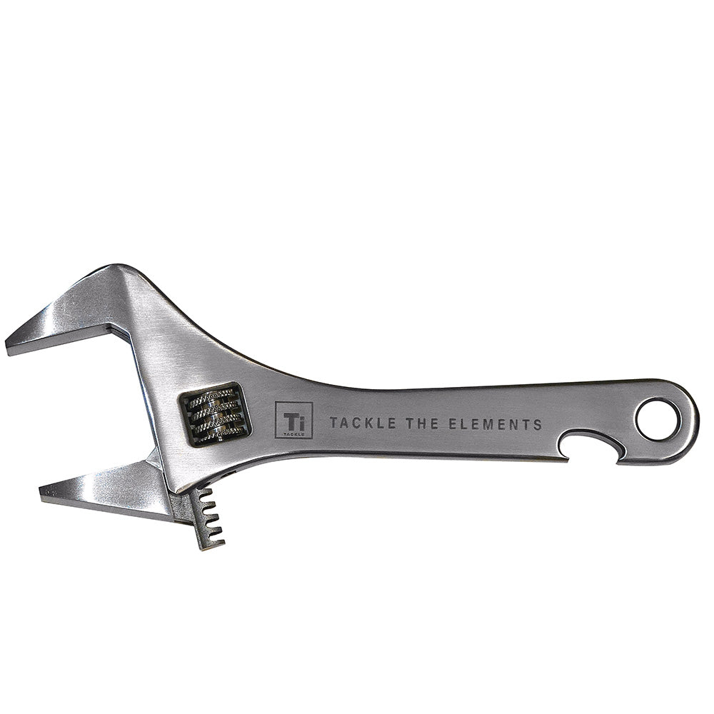 Ti-Tackle Titanium Adjustable Wrench - Heavy-Duty Grade 5 Billet Steel with Built-In Bottle Opener