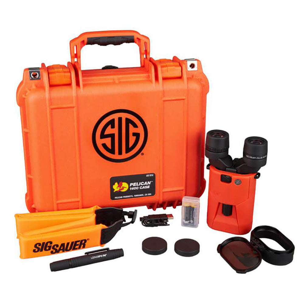SIG SAUER ZULU6 HDX Stabilized Marine Binocular w/Polarized Flip Lens - 16x42mm - Orange