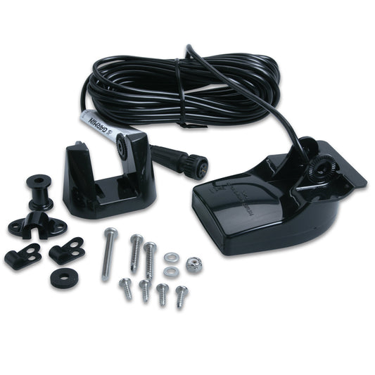 Garmin 010-10272-00 Transom Mount Fish Finder Transducer with Depth & Temperature - 200/50 kHz, 10/40 Degree Beam, 6-Pin Plastic Design