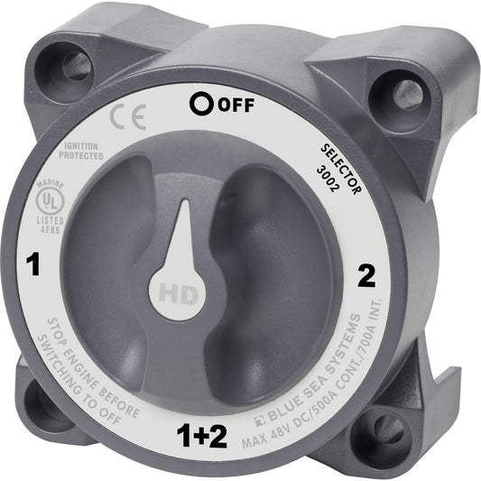 Blue Sea Systems 3002 HD-Series Battery Switch Selector, 500 Amp Marine Battery Disconnect