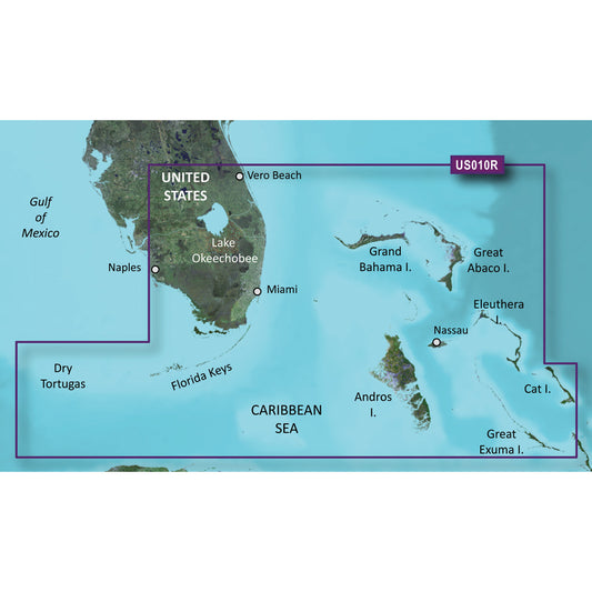 Garmin BlueChart g3 Vision HD VUS010R Southeast Florida and Bahamas microSD/SD Chart