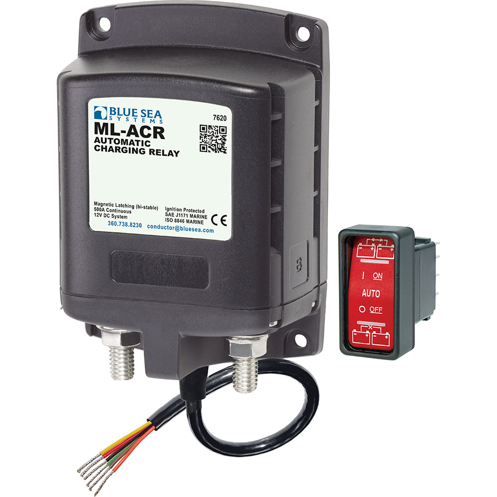 Blue Sea Systems 7620 ML-Series Automatic Charging Relay, Magnetic Latch, 12V DC, 500A