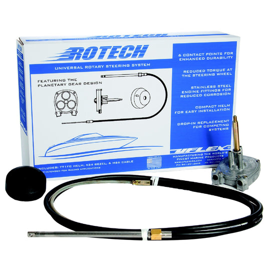 Uflex USA Rotech 19' Rotary Steering Package – Includes Helm, Bezel, and 19' Cable for Marine Steering Replacement