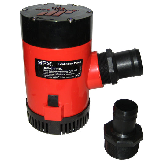 Johnson Pump 4000 GPH Bilge Pump 12V with 1-1/2" Discharge Port - Heavy Duty Marine Pump