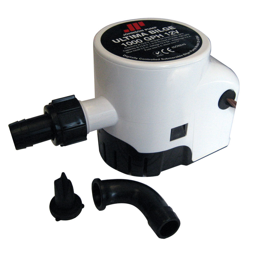Johnson Pump Ultima Bilge Pump 1000 GPH with Integrated Switch and Dura-Port Discharge