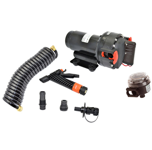 Johnson Pump Aqua Jet 5.2 GPH Washdown Pump Kit with Hose – 12V – Model 5813858138