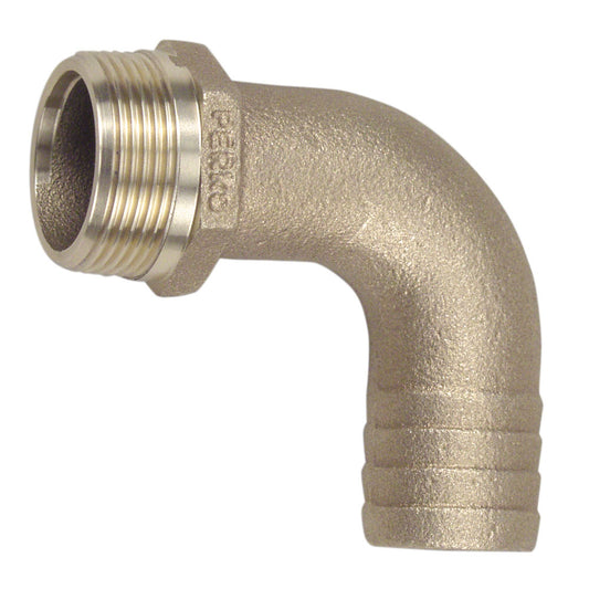 Perko 1-Inch Bronze Pipe to Hose Adapter with 90-Degree Bend – Made in USA