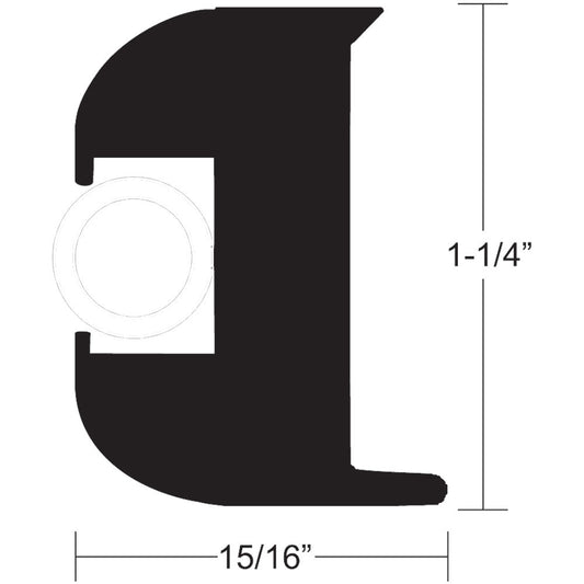 TACO Marine Flex Vinyl Rub Rail Kit - Black with White Insert, 50 Feet, 1-1/4 Inch x 15/16 Inch