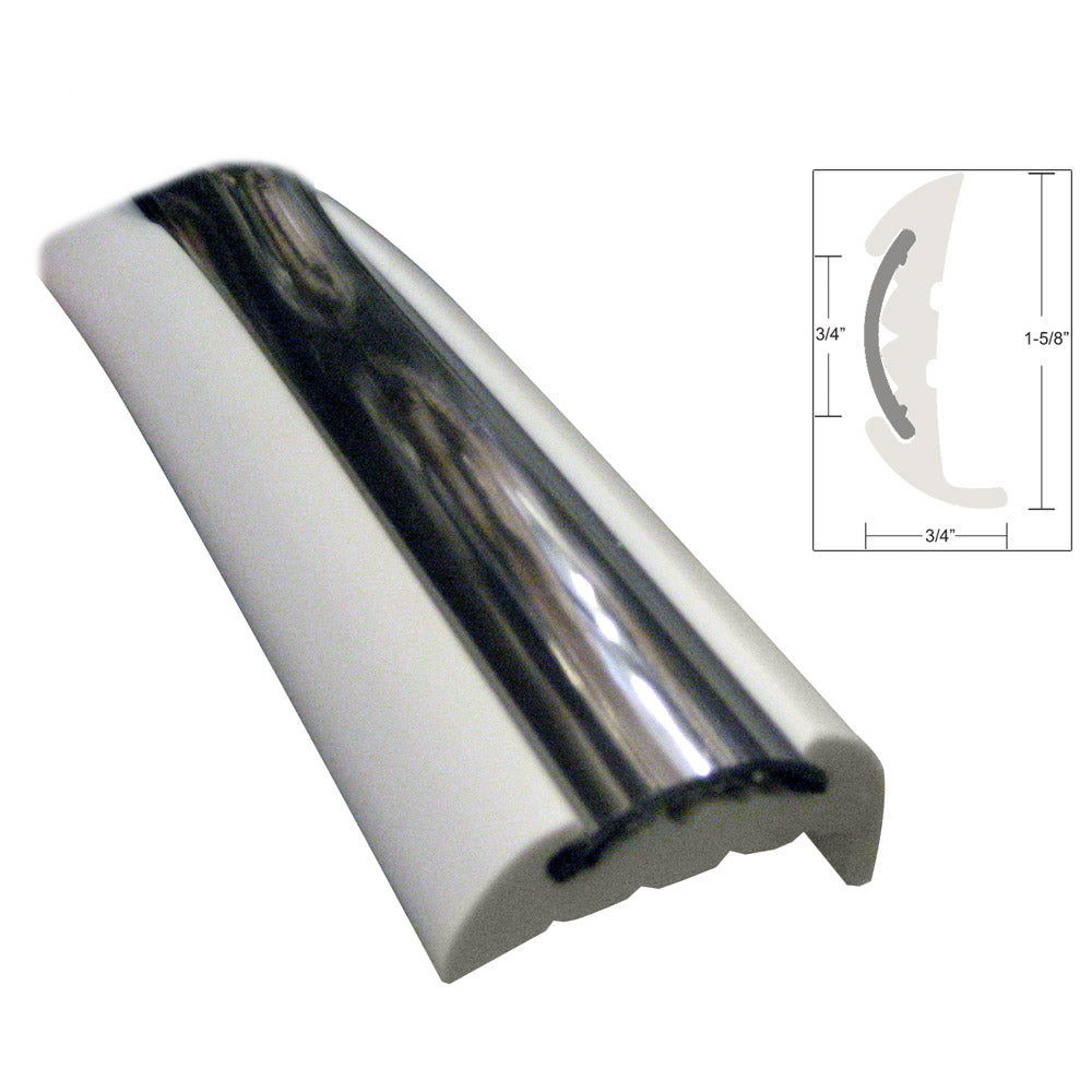 TACO Marine Semi-Rigid Rub Rail Kit - White with Flex Chrome Insert, 70 Feet