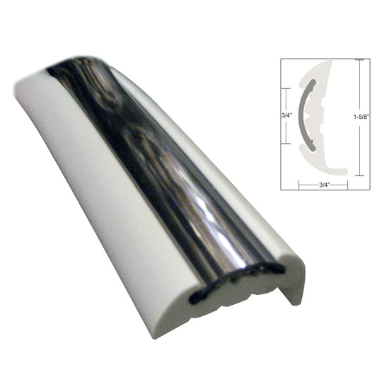 TACO Marine Semi-Rigid Rub Rail Kit - White with Flex Chrome Insert, 70 Feet