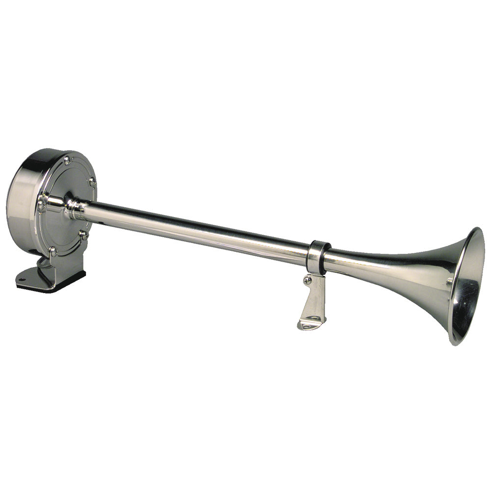 Schmitt Marine Deluxe All-Stainless Single Trumpet Horn - 12V for Marine Safety and Signaling