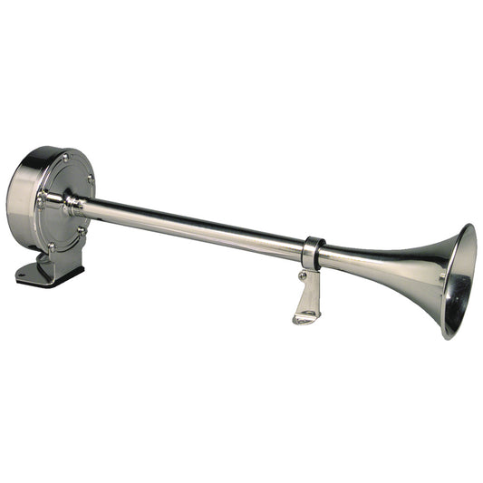Schmitt Marine Deluxe All-Stainless Single Trumpet Horn - 12V for Marine Safety and Signaling