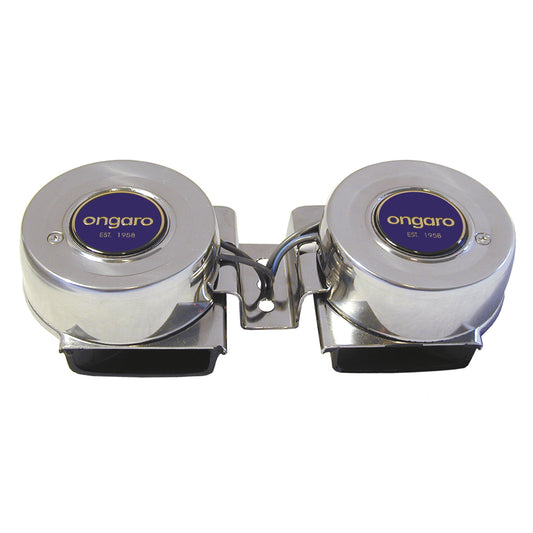 Schmitt Marine All-Stainless Mini Compact Twin Horn – 12V Marine Horn with Sealed Sound Unit