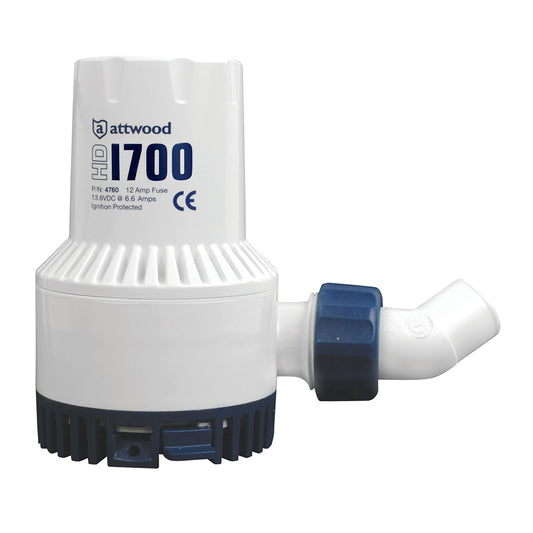 Attwood Heavy-Duty Bilge Pump 1700 Series - 12V, 1700 GPH for Marine and Boat Applications