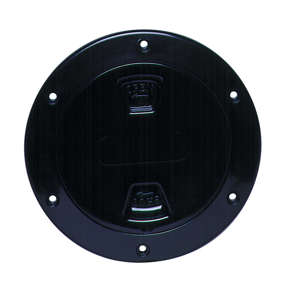 Beckson Marine 4-Inch Smooth Center Screw-Out Deck Plate - Black for Watertight Marine Access