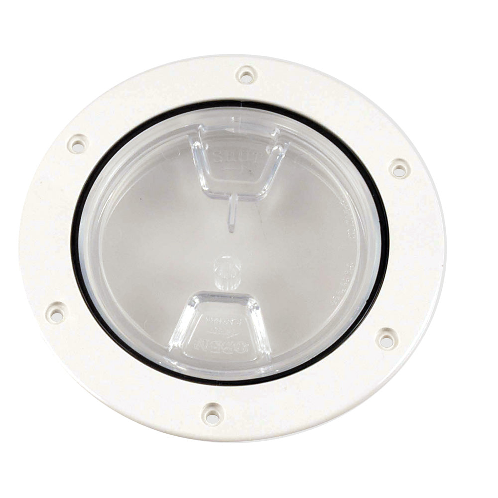 Beckson Marine 4-Inch Clear Center Screw-Out Deck Plate - White for Watertight Marine Access