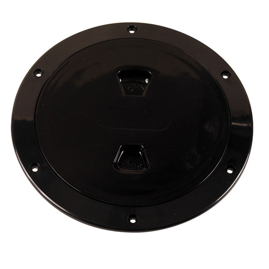 Beckson Marine 6-Inch Smooth Center Screw-Out Deck Plate – Black for Watertight Access