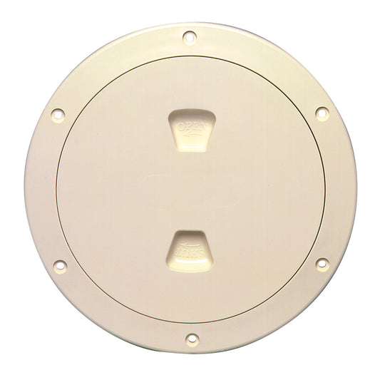 Beckson Marine 6-Inch Smooth Center Screw-Out Deck Plate - Beige for Watertight Marine Access