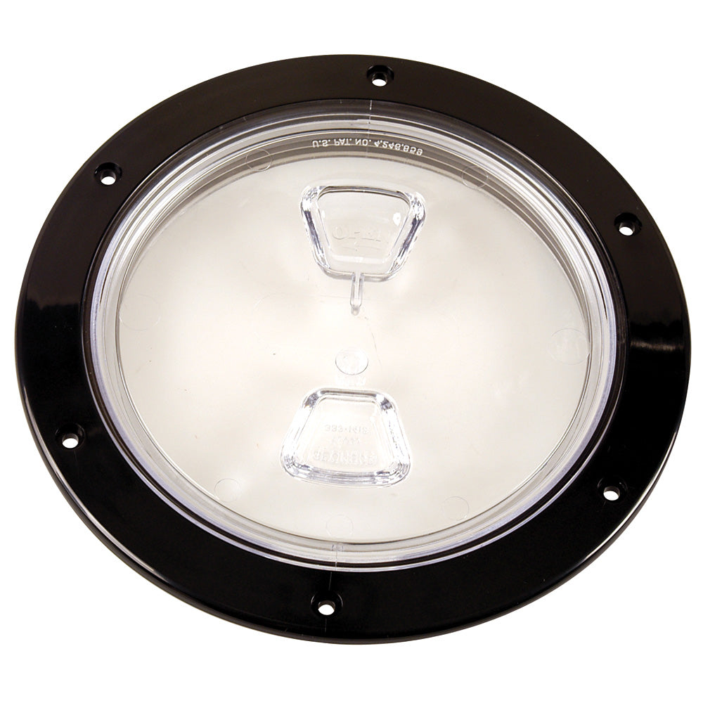 Beckson Marine 6-Inch Clear Center Screw-Out Deck Plate – Black for Watertight Access and Inspection