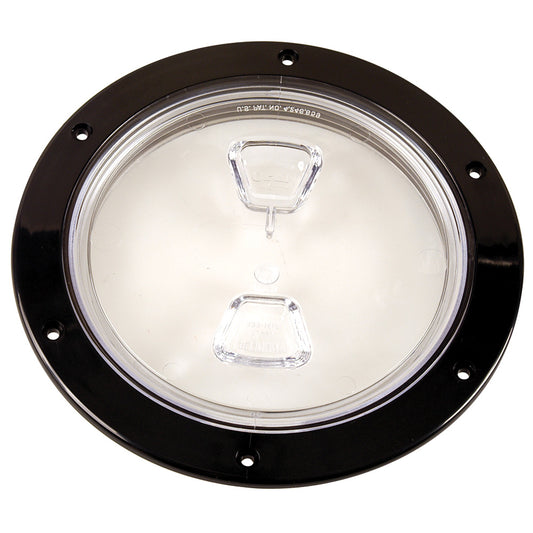 Beckson Marine 6-Inch Clear Center Screw-Out Deck Plate – Black for Watertight Access and Inspection