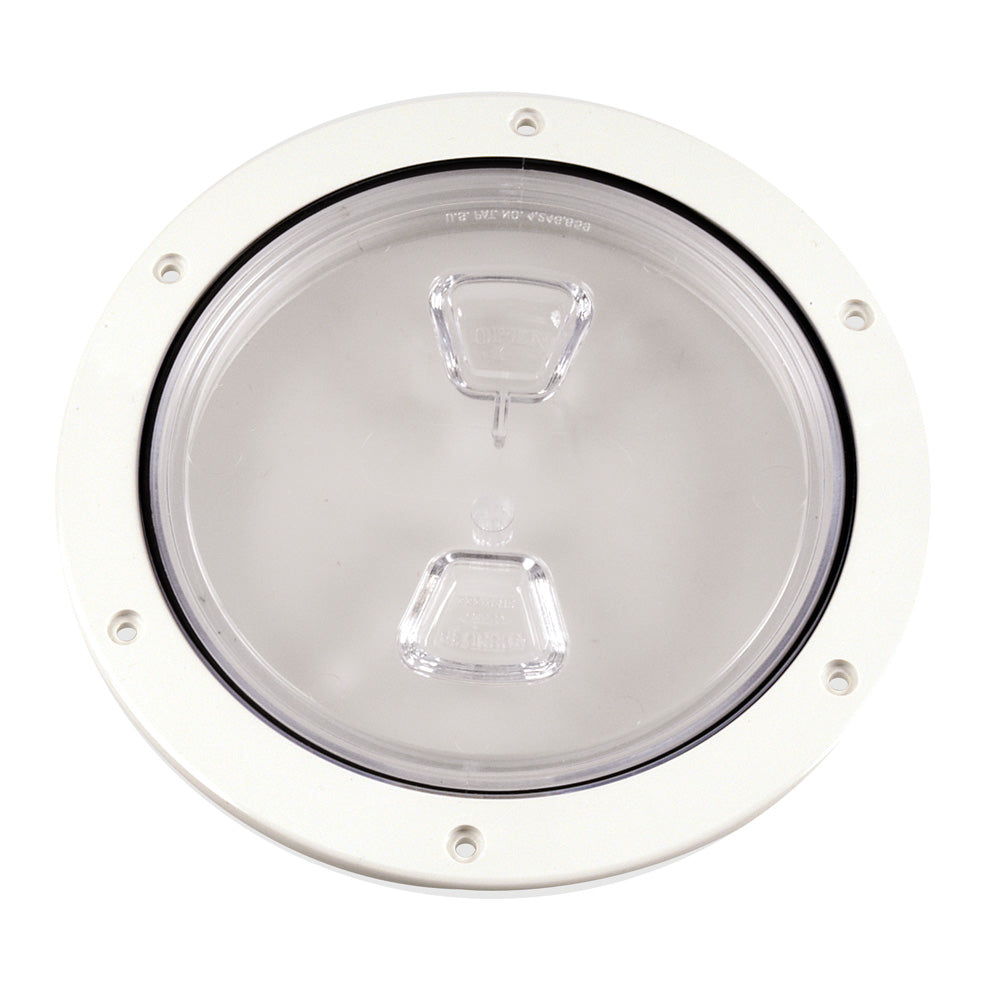 Beckson Marine 6-inch Clear Center Screw-Out Deck Plate - White for Watertight Marine Access